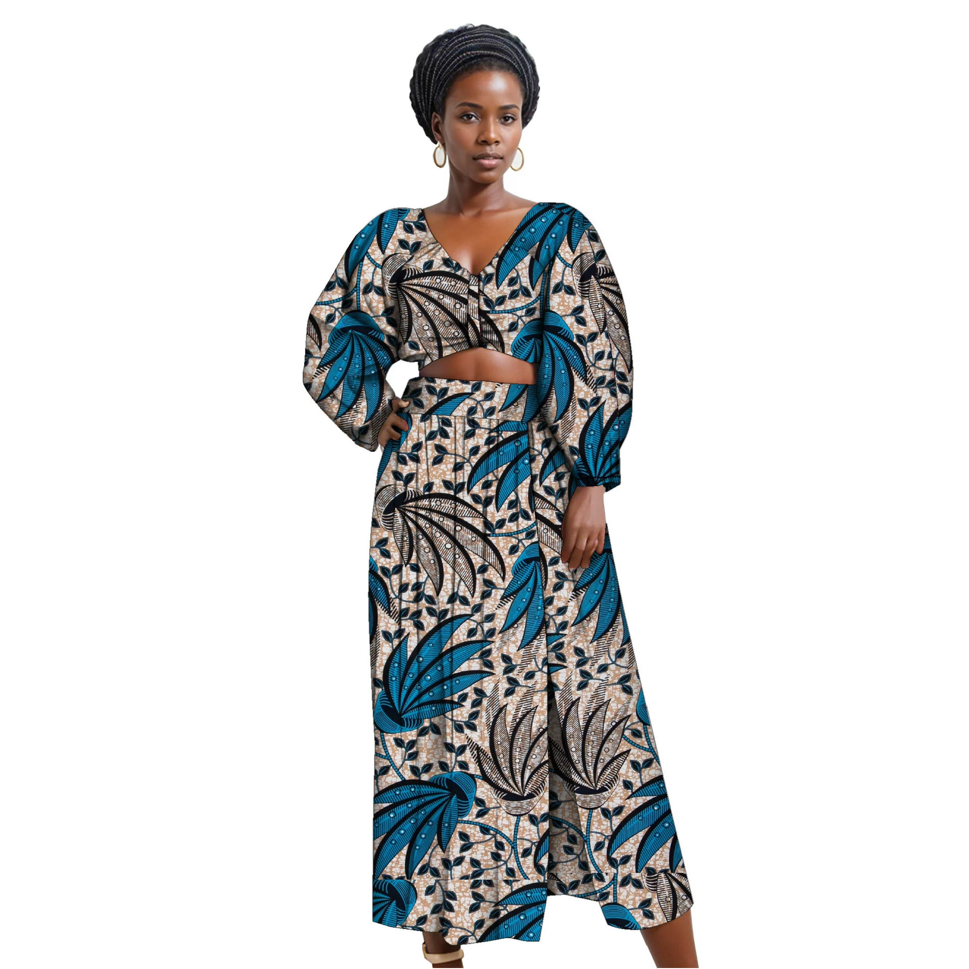 Африканская традиционная этническая женская блузка из батика 2 комплекта двухсторонняя юбка с принтом большого размера костюм Анкары