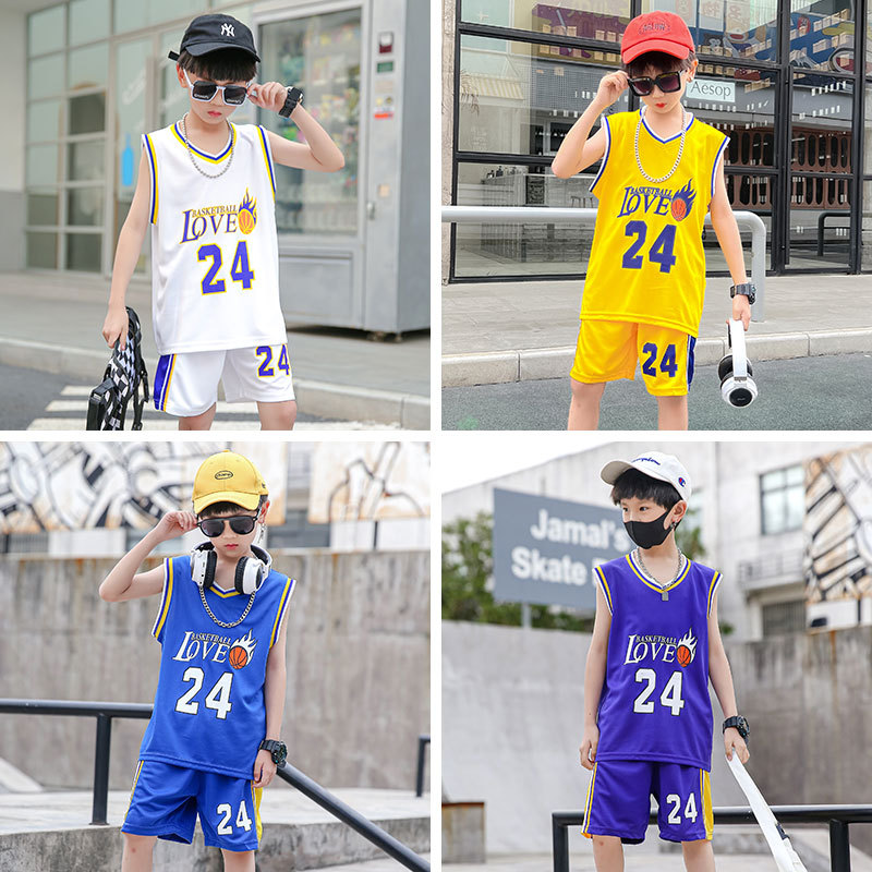 Boys and Girls Summer Basketball Uniform Set 2025 New Medium and Large Children's Sports Vest Outdoor Casual Wear Two-Piece Set