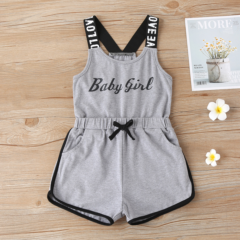 2021 summer new girl gray letter print j...