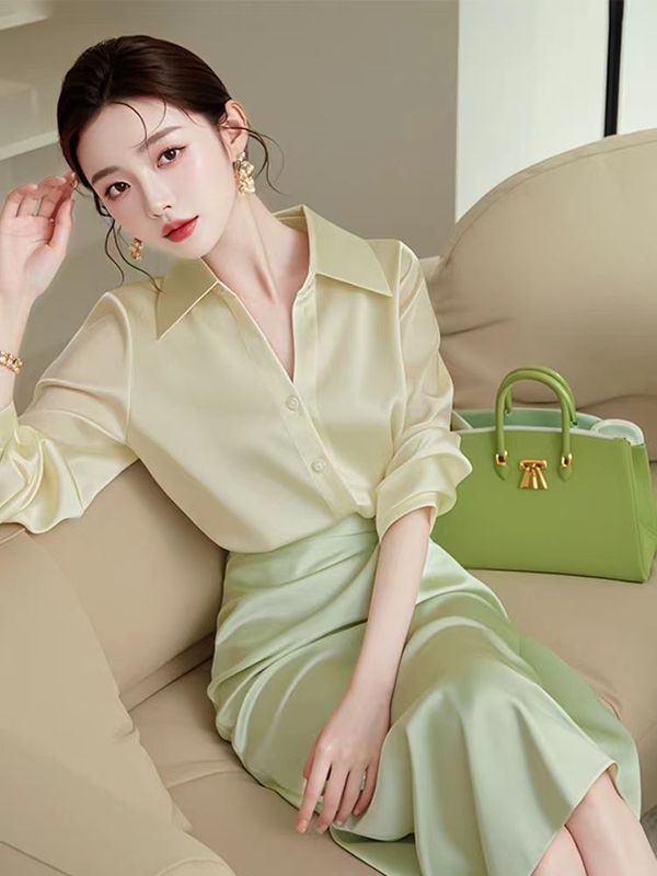 春秋2025新款女装时尚一整套气质小清新高端职业半身裙衬衫两件套|undefined