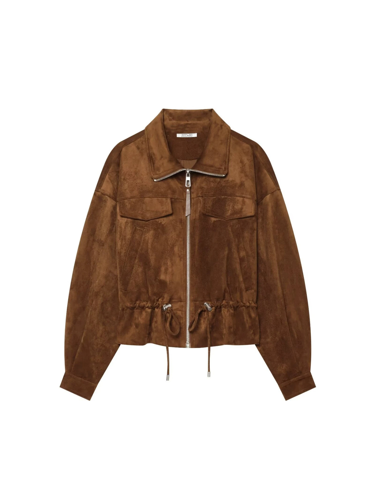 Pb&Za Cross-Border Foreign Trade New Women's Clothing Lapel Long-Sleeved Suede Drawstring Short Jacket Uwg160007