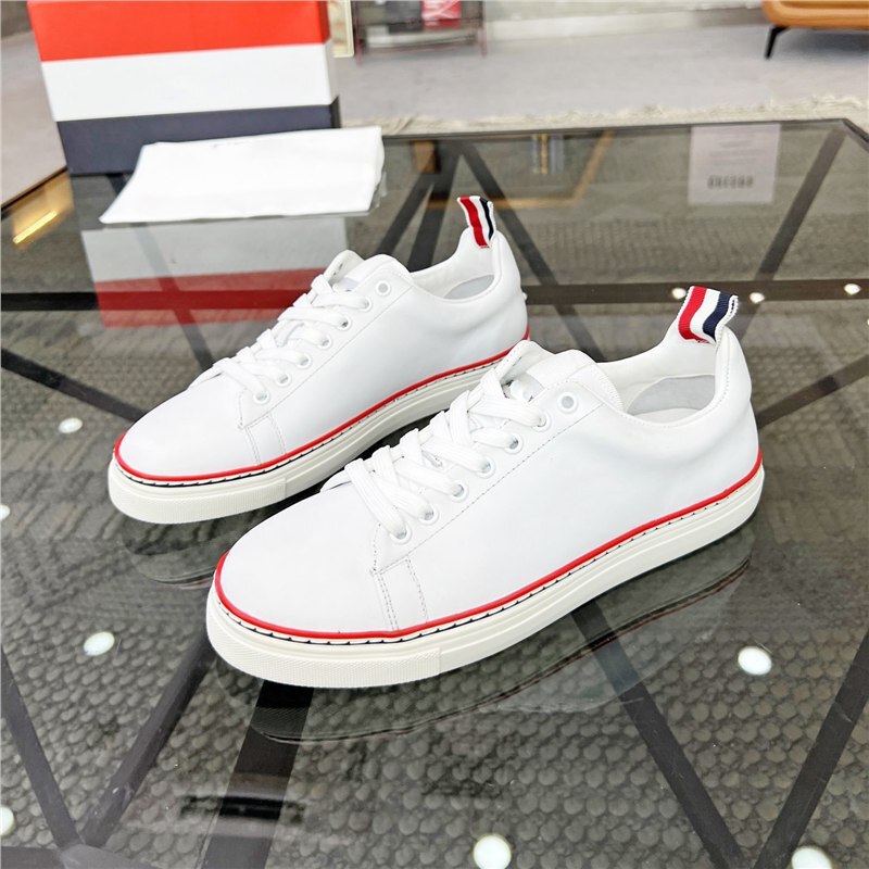 High-End New Genuine Leather Men's Casual Sneakers, White Shoes, Lace-Up Shoes, Fashionable and Versatile, High-End Trendy Men's Shoes