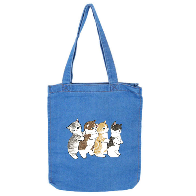 Bolso de mujer nueva versión coreana del bolso de mujer Mori japonés lavado de literatura y arte vaquero bolso de hombro bolso de lona de gran capacidad