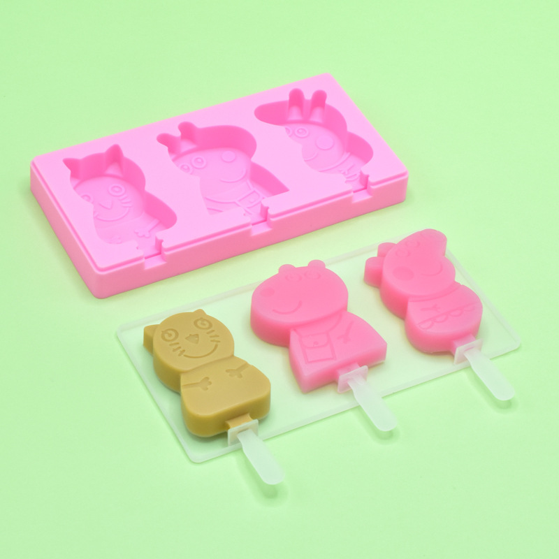 Helado de silicona molde casero del hogar los niños bricolaje helado paleta molde con tapa hecha a mano Amazon animal