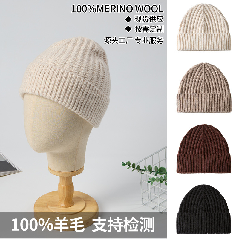 Japanese and Korean Thickeneded Thick Needle Hat Autumn and Winter New Internet Celebrity Luoyi W Face-Showing Small Pure Color Men's and Women's Hats Wholesale Handmade Letters