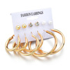 Fashionable demi-season classic earrings, hula hoop from pearl, set