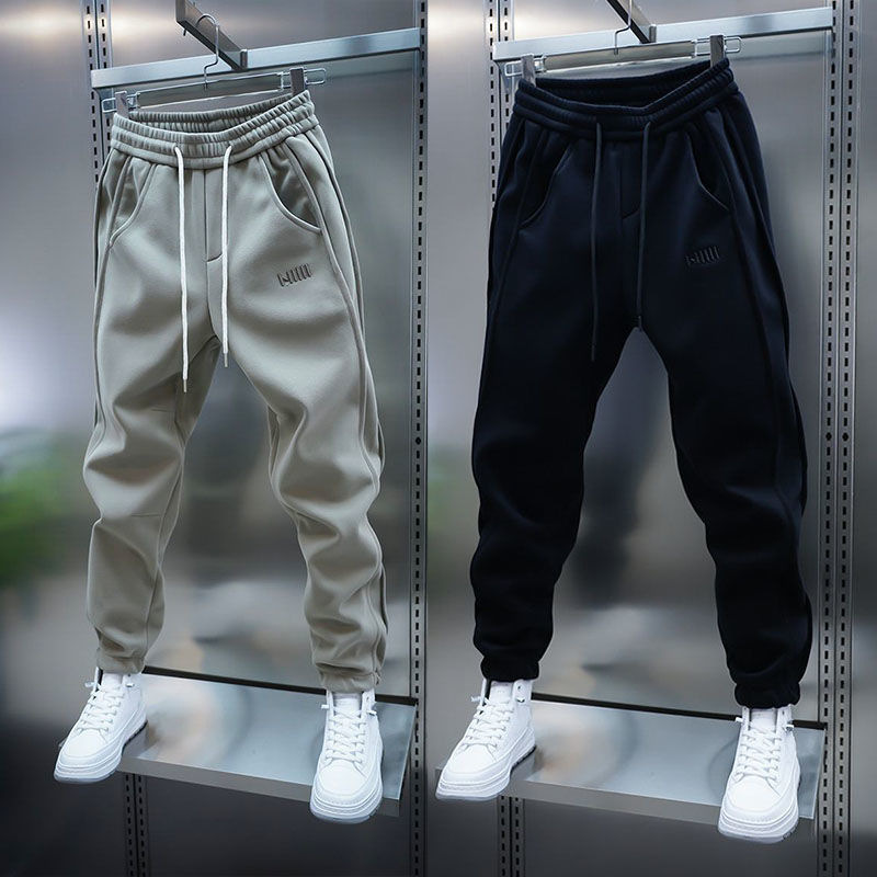 New Spring Solid Color Embroidered Sports Pants Men's Korean-style Trendy Fashion Pants Stretch All-match Leggings