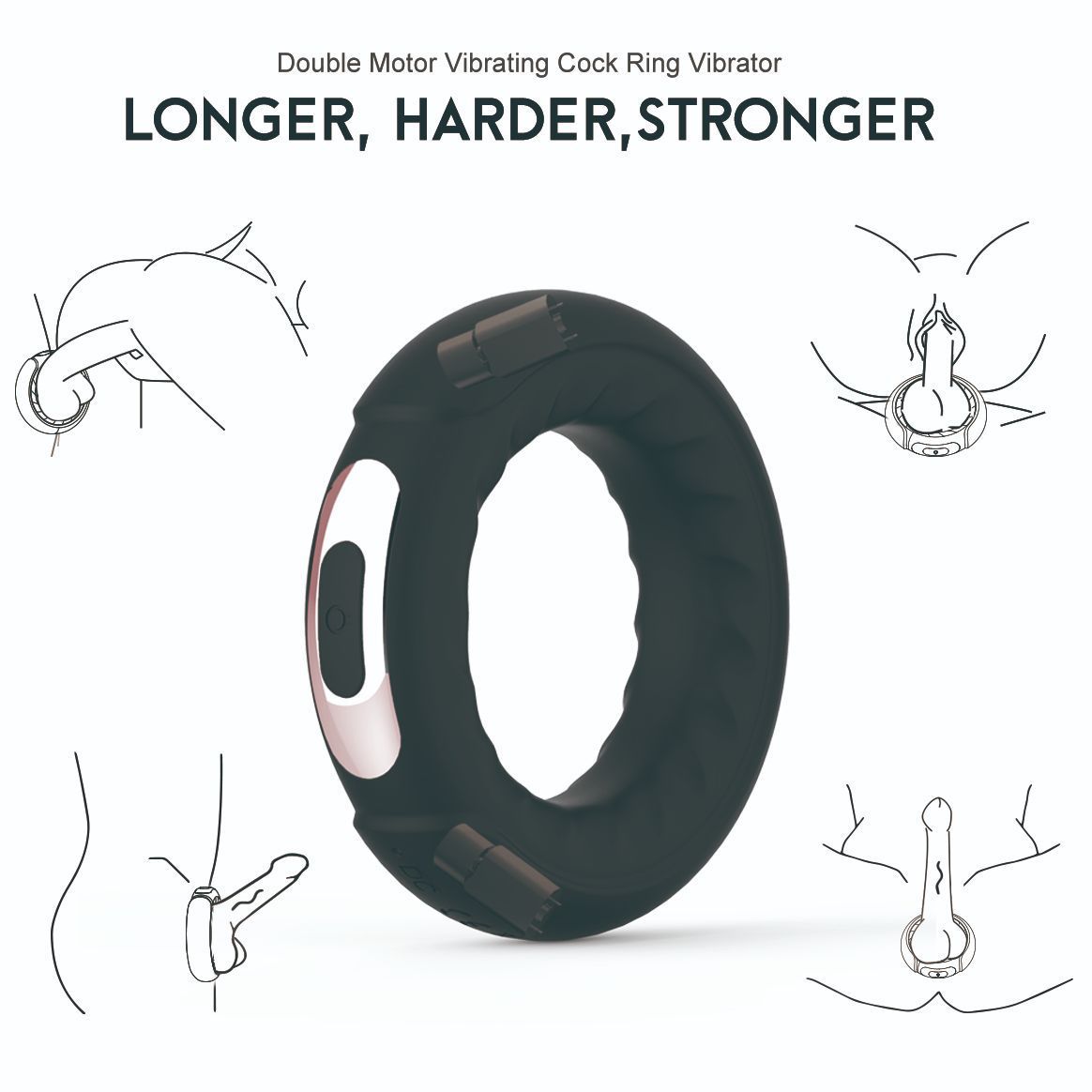 Rechargeable Remote-Control Vibrating Ring with 10 Frequencies, Silicone Cock Ring and Prostate Massager — detail image 5