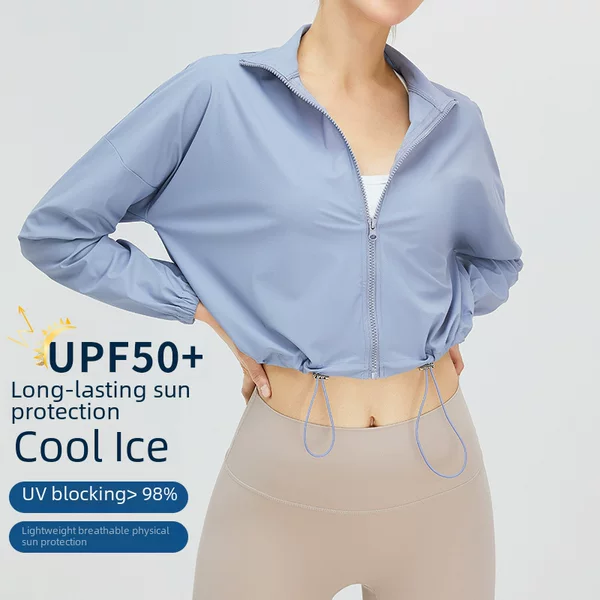 Summer cool collar sunscreen coat women's anti-ultraviolet skin clothing outdoor sports quick-drying breathable sunscreen clothing