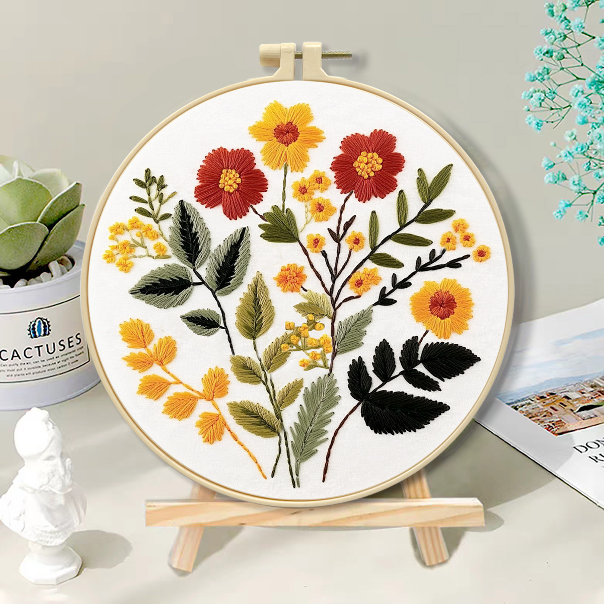 Serie de flores II - paquete de materiales básicos (con instrucciones de bordado de aguja)