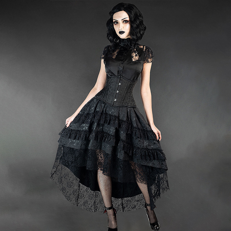 2025 Retro Export Women's Clothing European and American Style Black Long Skirt Gothic Style Subculture Heavy Lace Half Skirt for Women 2025 Retro Export Women's Clothing European and American Style Black Long Skirt Gothic Style Subculture Heavy Lace Half Skirt for Women