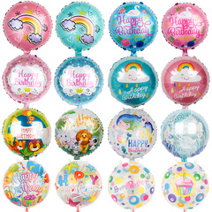 18-inch English Happy Birthday Aluminum Foil Balloon Forest Animal Theme Cartoon Cute Party Decoration Clear Balloon