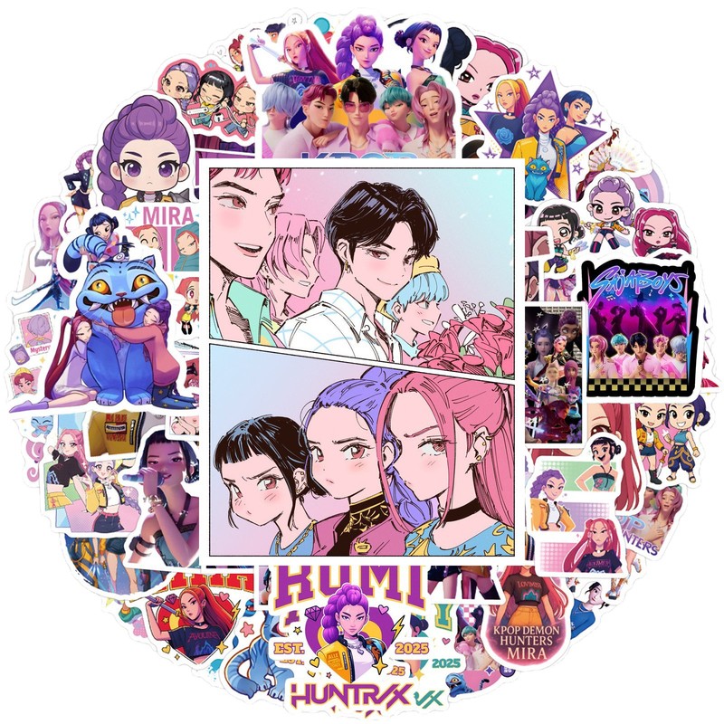 110张动漫Kpop猎魔女团涂鸦贴纸手账装饰DIY笔记本文具手机水杯贴|undefined