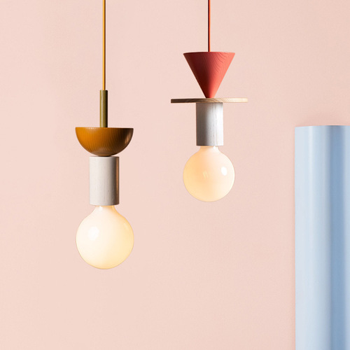 Memphis Modern Minimalist Restaurant Bedroom Bedside Lamp Corridor Children's Room Bar Counter Wooden Designer Pendant Lamp