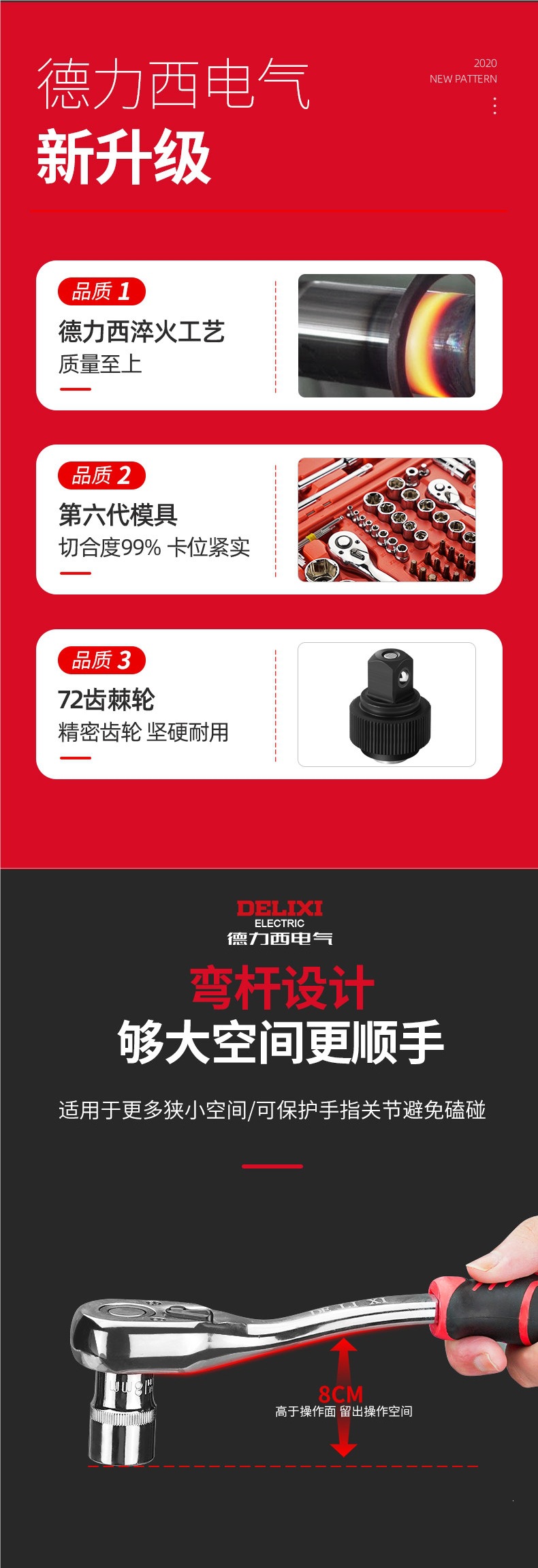Delixi Auto Repair Tool Set Socket Wrench Ratchet Car Maintenance Combination Repair Box Multifunctional Small Tool Set