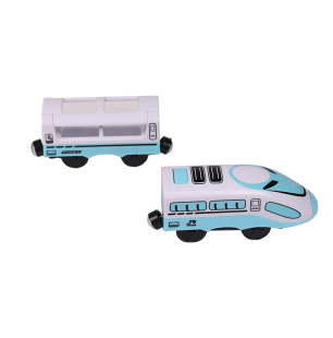 Electric small locomotive children's toy wooden rail car compatible wooden trolley boy girl train track