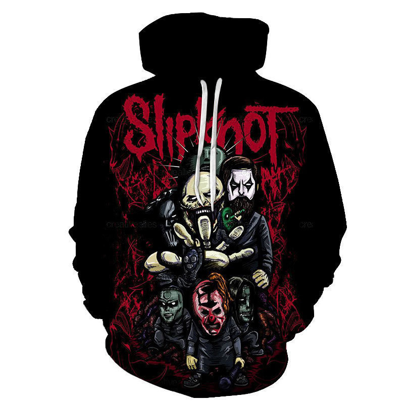 2022 European and American New Style Slipknot 3D Digital Printed Long-Sleeved Casual Pullover Hooded Sweatshirt