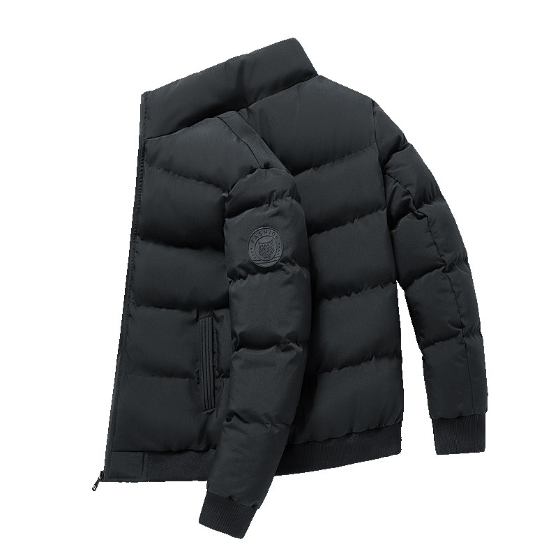 Abrigo De Algodón Con Cuello Alto Otoño E Invierno Hombres Cabeza De Tigre Cálido Al Aire Libre Público Diario Color Sólido A Prueba De Viento Frío_voghion.com