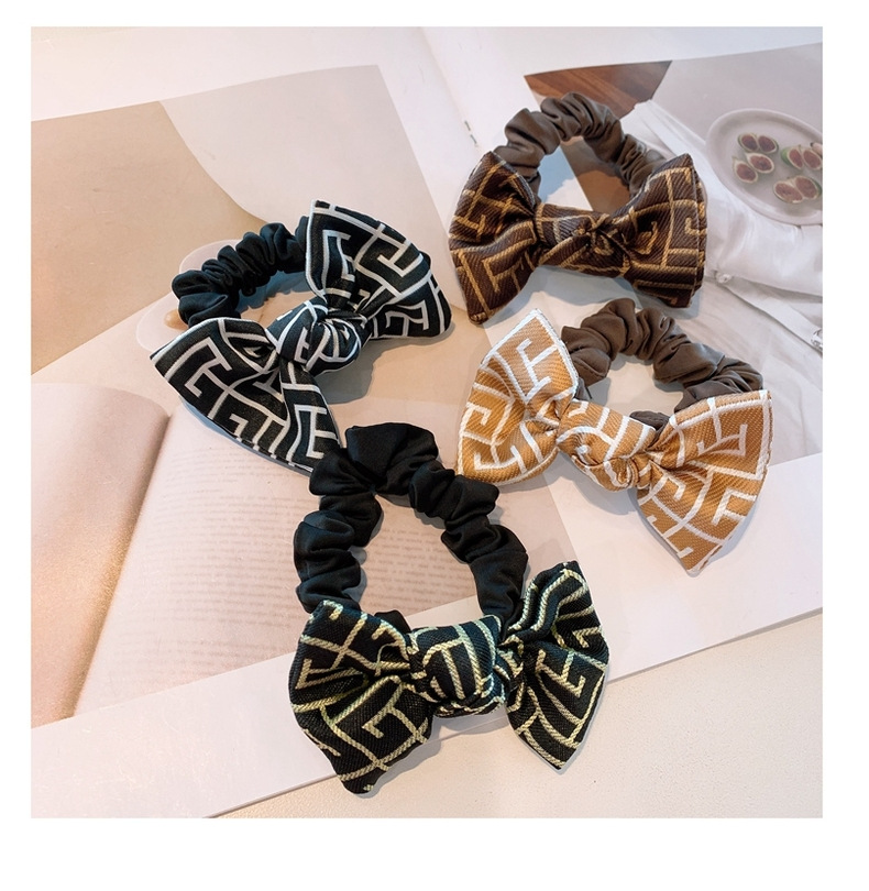 Korea Retro Printed Cute Little Bowknot Hair Scrunchies display picture 2