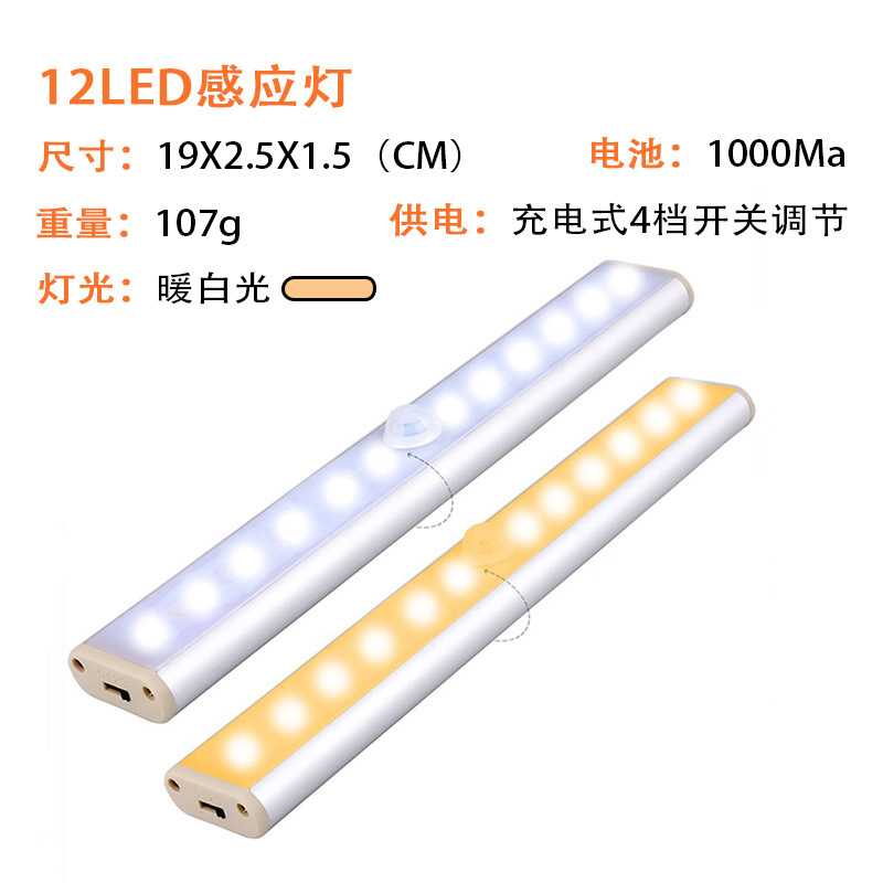 Lámpara LED con sensor de movimiento para armario, pasillo o dormitorio, luz nocturna portátil