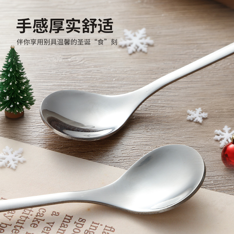 Cuchara de Navidad transfronteriza cuchara de dibujos animados cuchara de muñeco de nieve creativa de alto valor de cara cuchara de postre de Navidad horquilla de regalo cubiertos