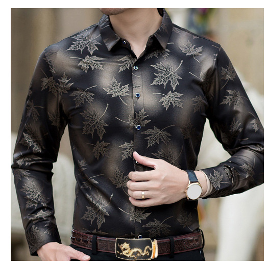 Nueva camisa de manga larga de solapa de los hombres europeos y americanos 3D Impresión digital popular camisa casual superior ventas directas de fábrica