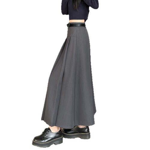 Women's spring and summer new style high-waist slimming high-end mid-length dress elegant temperament anti-wrinkle suit pleated skirt