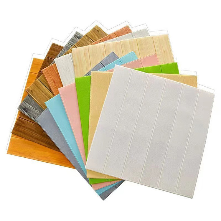 Papel pintado autoadhesivo decorativo pegatinas impermeables grano de madera tridimensional bolsa suave 3D pegatinas de pared Aula de Kindergarten falda de pared papel pintado antifouling