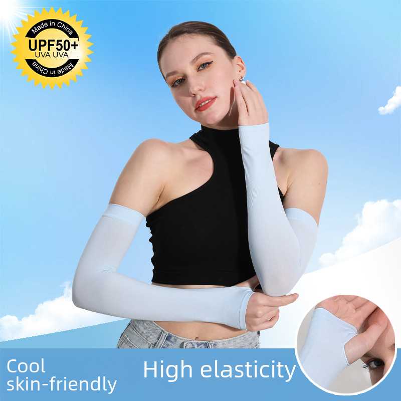 Summer Solid Color Ice Silk Sleeves Outdoor Riding Fishing Sun Protection Arm Sleeves for Men and Women UV Protection Ice Sleeves Wholesale