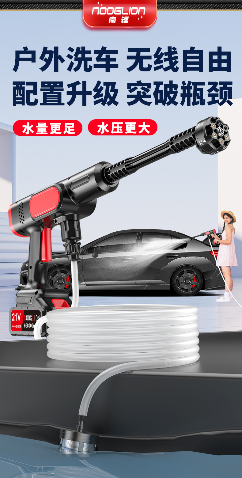 Customized Lithium Battery Car Wash Machine, Wireless Car Wash Machine, Household Rechargeable Cleaning Tool, High-Pressure Car Cleaning Device