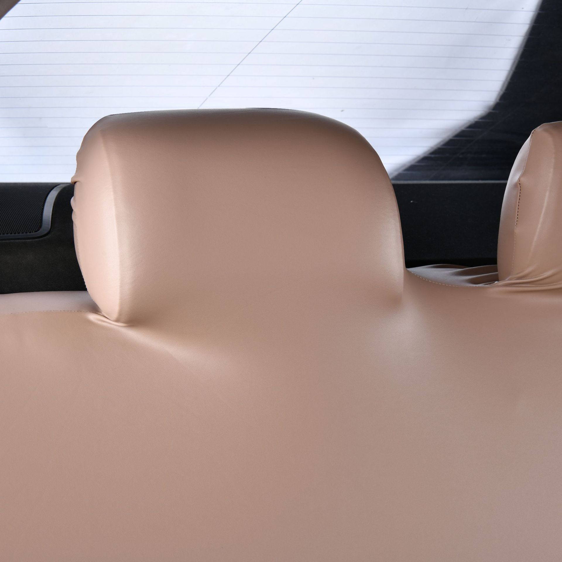 Pu Car Seat Cushion Cover, Elastic Universal Leather Rear Seat Three-Person Integrated Seat Cushion and Backrest Cover, Dustproof and Waterproof