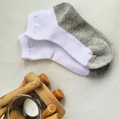 Spring and summer thin children's mesh socks pure cotton children's socks yin and yang combed cotton black gray bottom white socks pure cotton socks