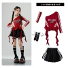 Maroon 86 long sleeves + black bud skirt + strappy black socks