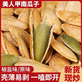 代发新长粒美人甲南瓜子原味熟带壳南瓜籽装炒零食干新疆发货