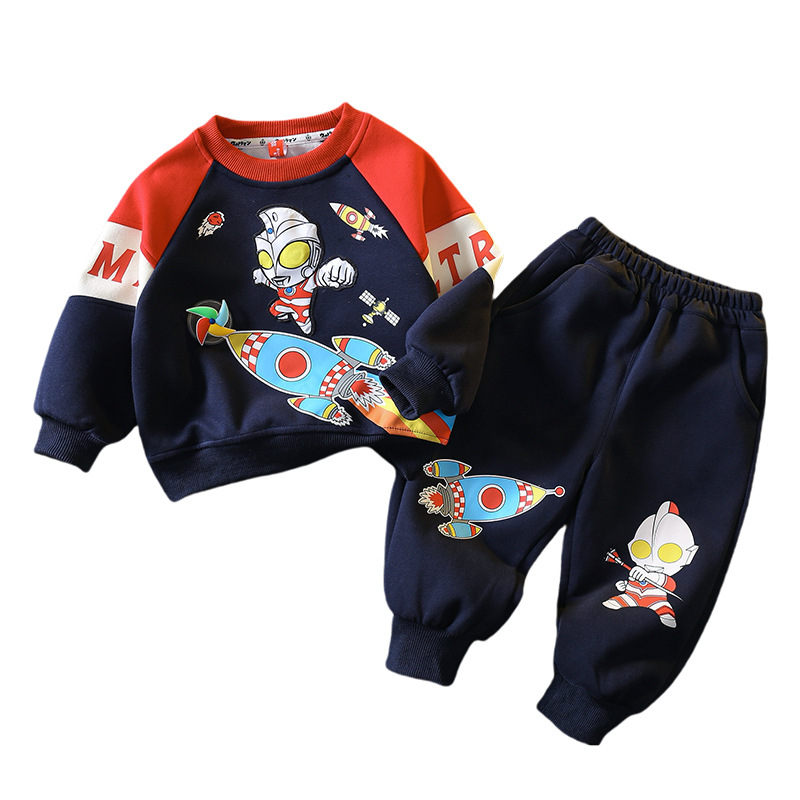 6098 Ultraman ropa traje de primavera y otoño para niños 2024 nuevo suéter a juego de colores para niños otoño estilo occidental