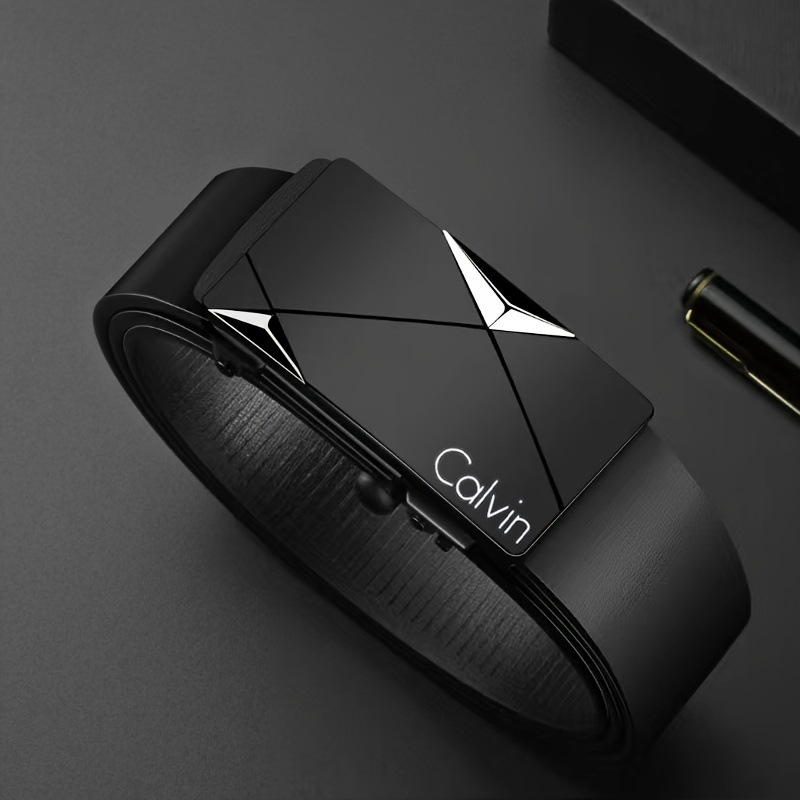 Cinturón Paul para hombres jóvenes y de mediana edad sin dientes, hebilla automática, cinturón interior, cinturón de PU anti-cuero general, por lotes