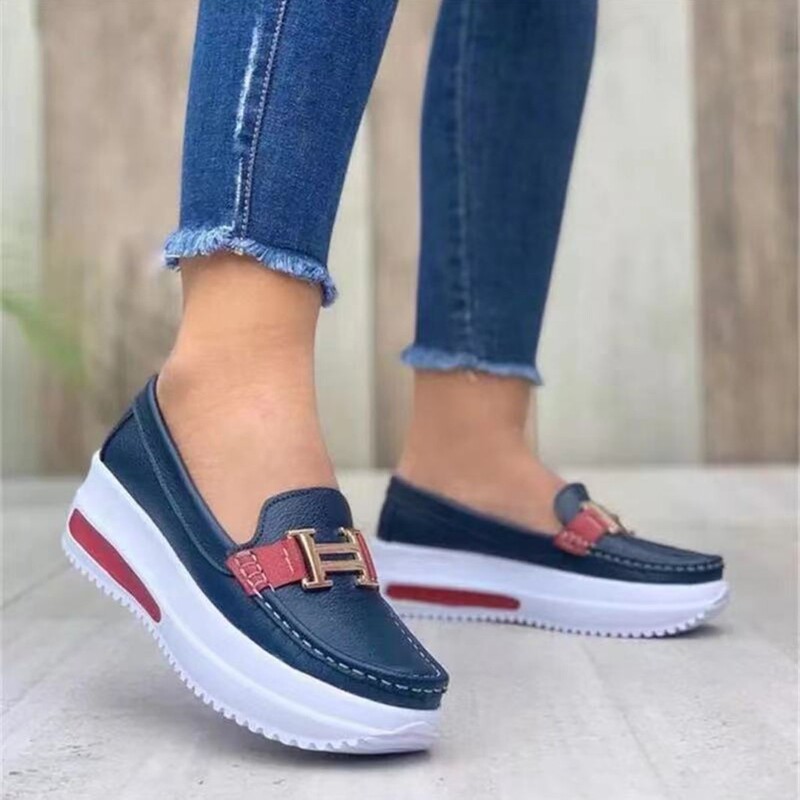 2025 Thick-Soled Women's Shoes, Large Size Women's Metal Buckle New Casual Foreign Trade Slip-On Slip-Ons, Loafers, Flats 2025 Thick-Soled Women's Shoes, Large Size Women's Metal Buckle New Casual Foreign Trade Slip-On Slip-Ons, Loafers, Flats