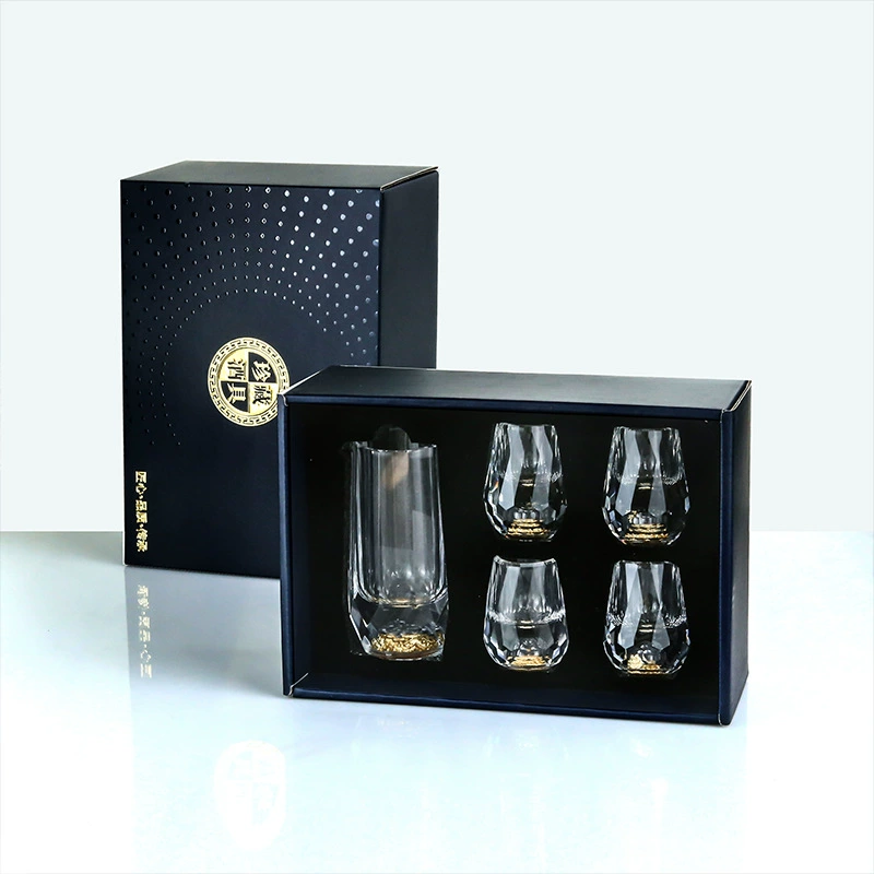 Роскошный бриллиантовый винный набор для домашнего использования золотой фольги бокал для вина подарочная коробка для ликера трезвый стакан стеклянная коробка