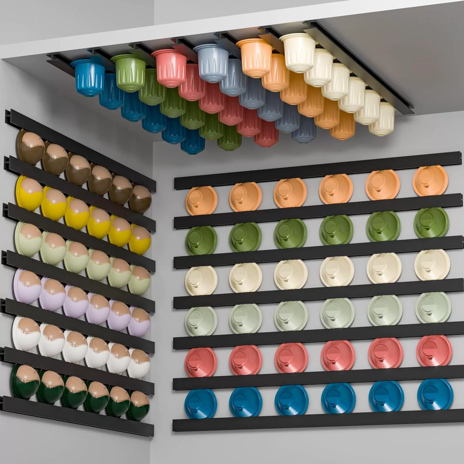 12pcs самоклеящиеся настенные кофейные капсулы держатель для кофейных капсул