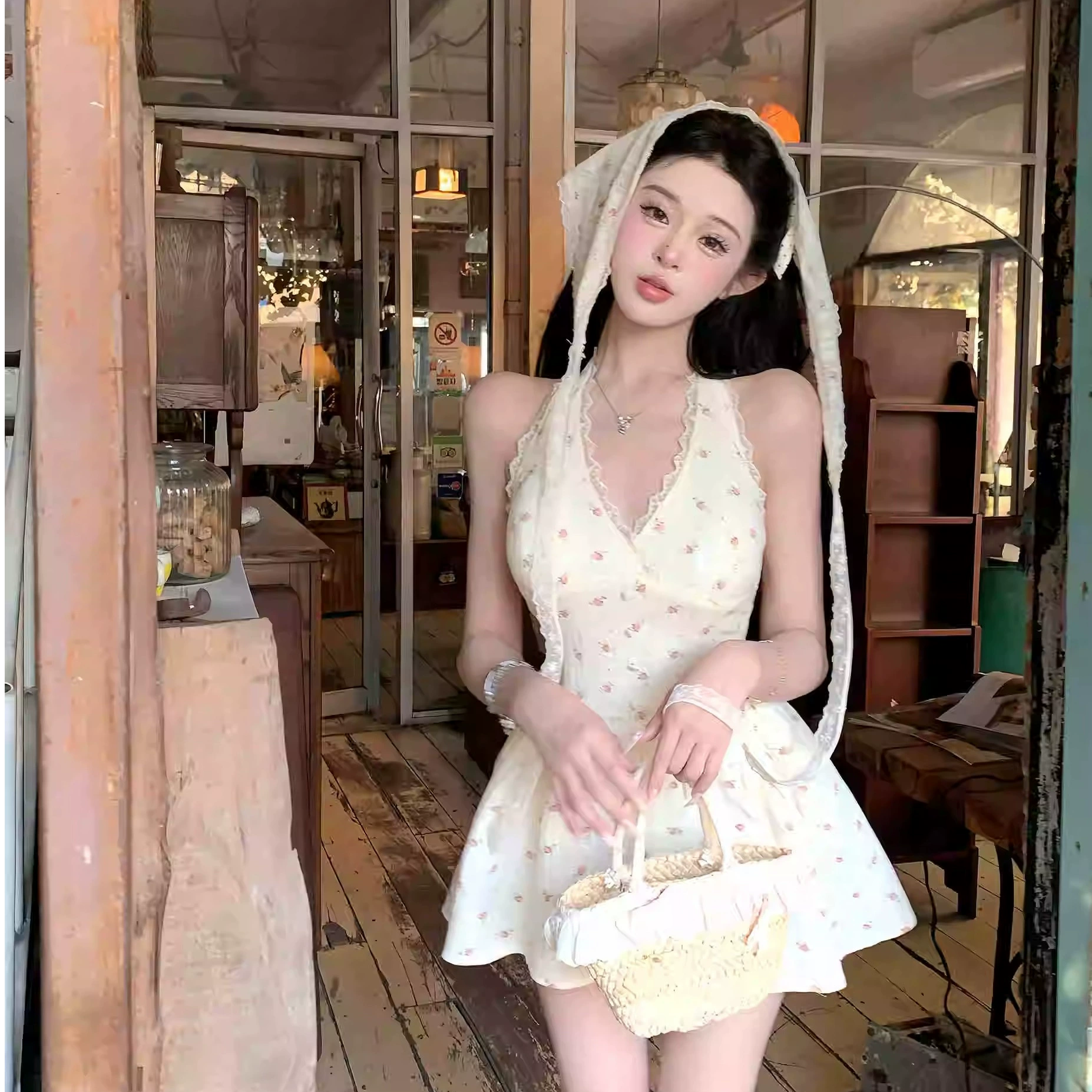 Слегка толстый мм сладкий горячий дизайн девушка с V-образным вырезом