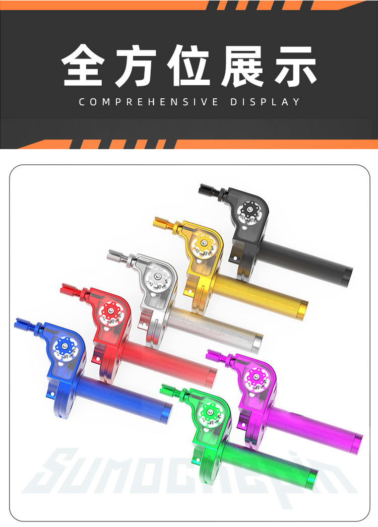 Off-Road Motorcycle Large Twist Throttle Handlebar Modification Visual Cnc Aluminum Alloy Large Twist/Fuel Turn Handle Throttle Cable Universal