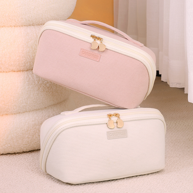 Nuevo paquete de mecha transfronteriza, bolsas de maquillaje de gran apertura, bolsas de lavado portátiles de viaje, particiones multifuncionales