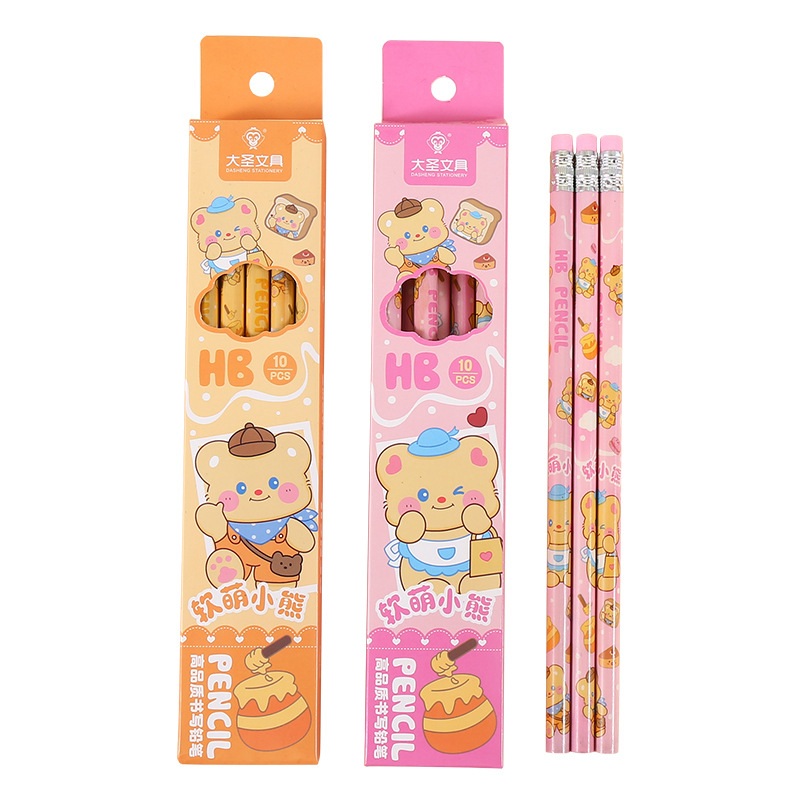 Caja de lápiz Capibara 10 estudiantes HB conjunto de jardín de infantes graffiti lápiz de madera con borradores