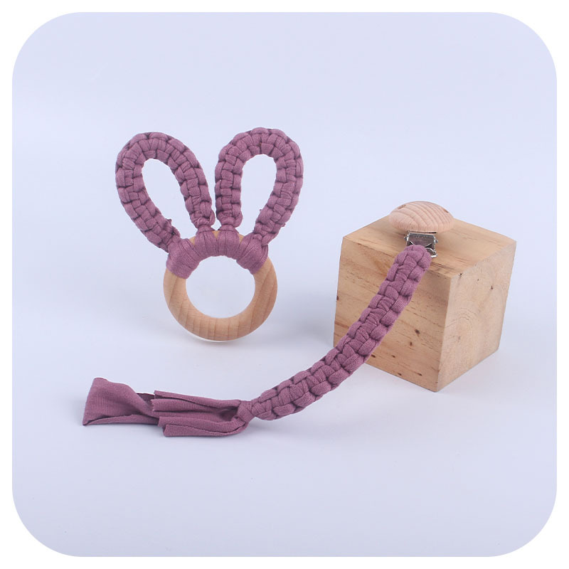 DIY creativo bebé suministros haya chupete clip hecho a mano algodón tejido chupete cuerda anti-gota cadena mordedor traje