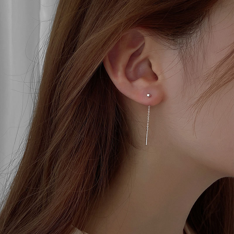 Nuevo estilo frío estilo elegante Internet celebridad pendientes simples pendientes de granos pequeños de aguja de plata 925 2021 image 5