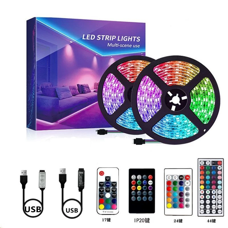 USB-питируемая светодиоднаяLED-лента 5050RGB клеевая водостойкая RF17 инфракрасный пульт управления 5V фоновая подсветка телевизора