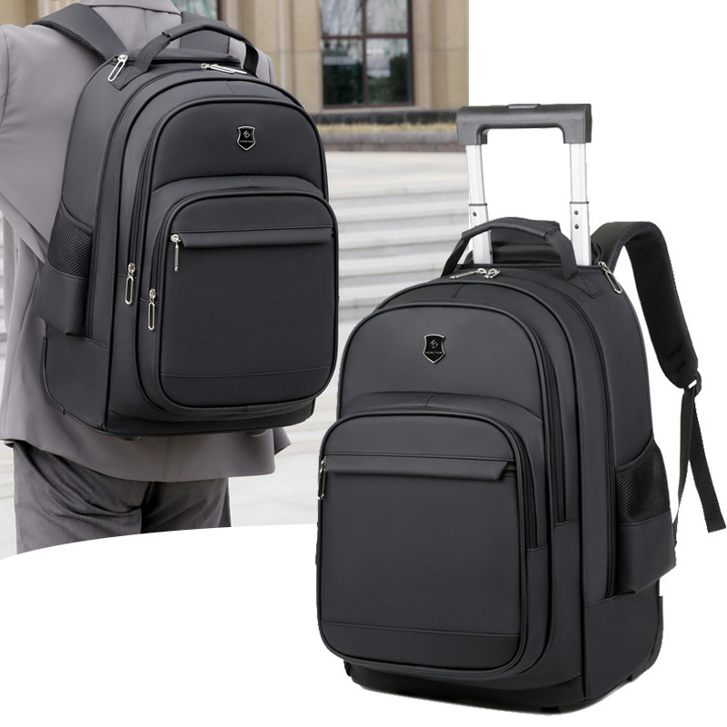 2024 New Arrival Rod Backpack Fashion Casual Computer Bag Large Capacity Schoolbag Personalized Simple Solid Color Wheel Bag