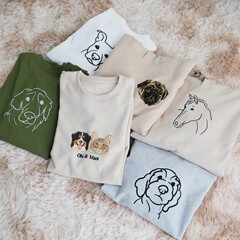 国境を越えた独立局人気のワンピースオーダーメイドスウェットシャツ刺繍ペット写真刺繍オーダーメイドペット刺繍