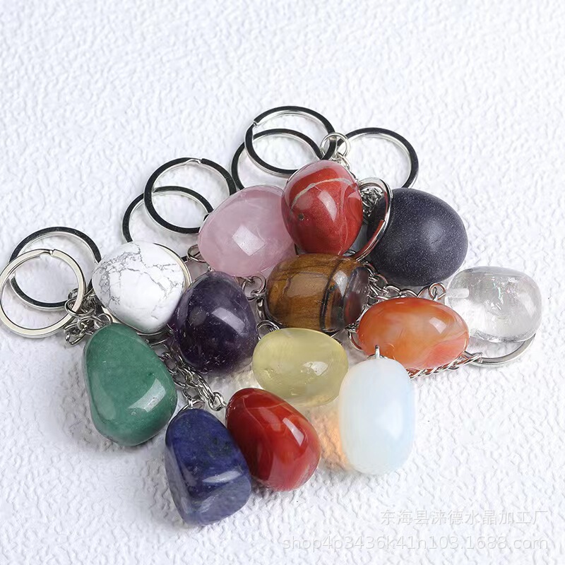 Natural crystal agate stone irregular keychain pendant bag ornaments cross-border supply DIY ornaments