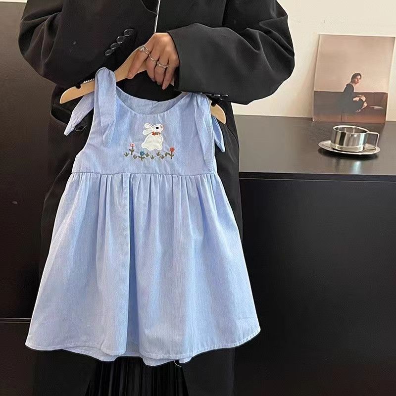Girls' Plaid Dress Summer 2026 New Style Children's Stylish Sweet Cute Rabbit Fashion Versatile Princess Dress